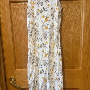 Francesca's Collections Floral Midi Dress - Cream and Yellow